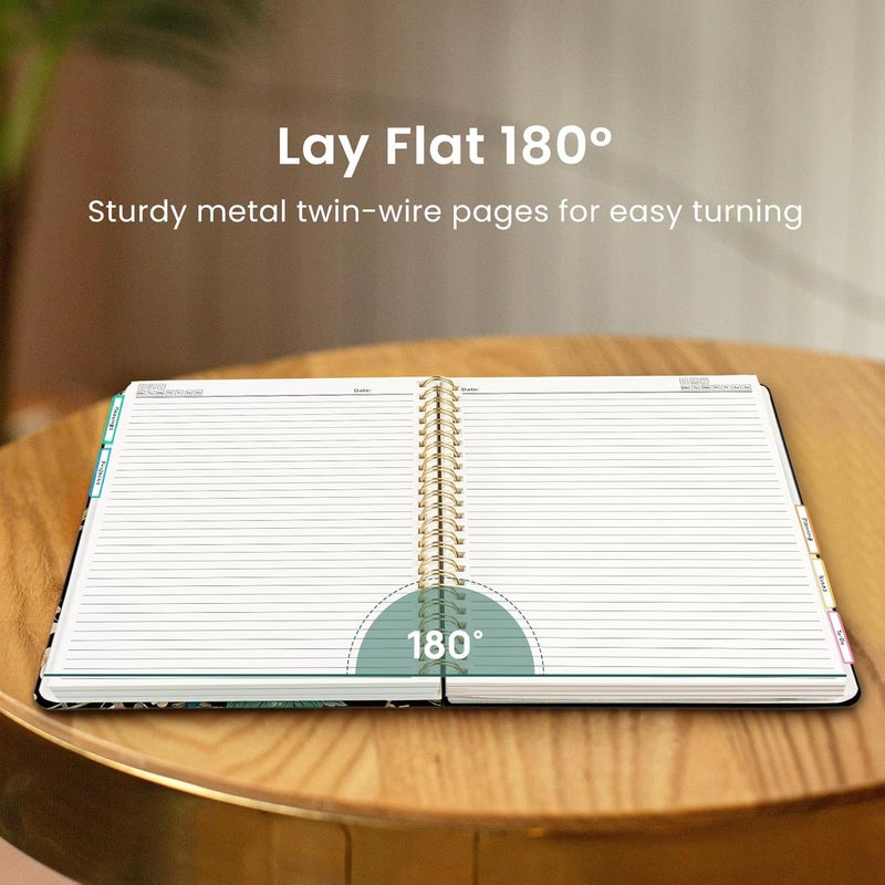 Taja Large Spiral Lined Notebooks for Work with Removable Dividers & Tabs, 8.5"x11" Pretty Hardcover 5 Subject Notebook Journal for Women, College Ruled, Perfect for Study & Office Organization, 280 Pages,Forest Botanica - Image 5